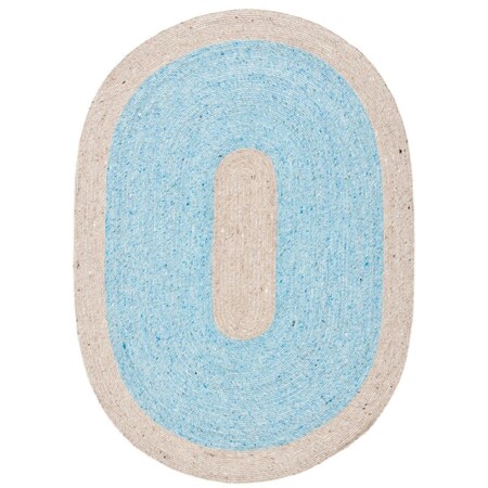 Safavieh 6 x 9 ft. Braided Hand Woven Oval Area Rug Blue & Beige BRD908M-6OV